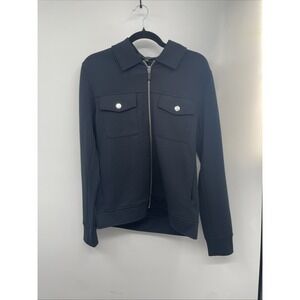 Reiss Medina Interlock Jersey Overshirt Men's S Navy Blue Stretch Full Zip NWOT